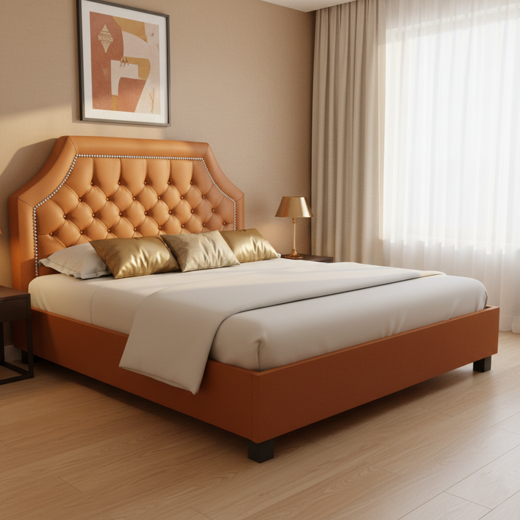 Royal High Queen size Bed-Orange